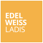Orangefarbenes Quadrat mit dem Text „EDELWEISS LADIS“ in fetten weißen Buchstaben.